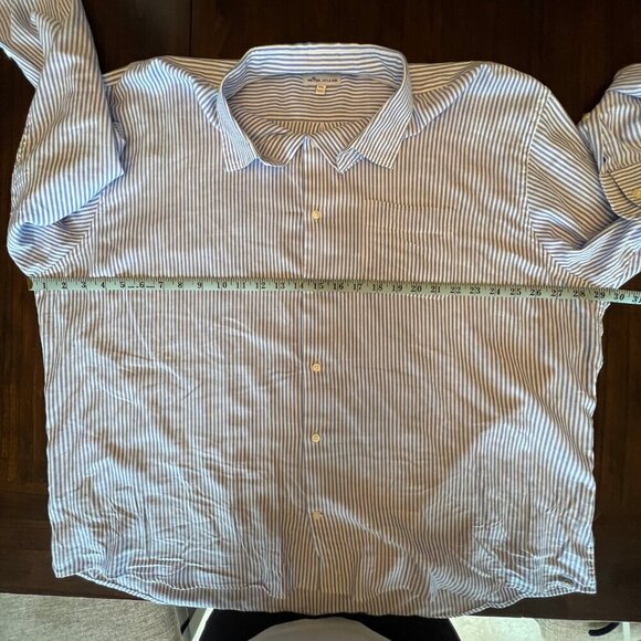 Peter Millar Men's Shirt Blue & White Striped Long Sleeve button Down, Size XXL - Picture 9 of 10